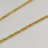 18K Solid Gold Hollow Rope Chain Necklace